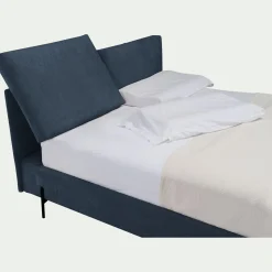 Lit Adulte*alinea Lit 2 places avec tête de lit en velours 160x200cm - céou Bleu