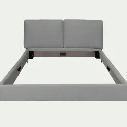 Lit Adulte*alinea Lit 2 places avec tête de lit en tissu doux 140x200cm - Gris borie