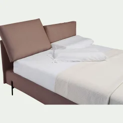 Lit Adulte*alinea Lit 2 places avec tête de lit en tissu doux 180x200cm - brun rustrel Marron