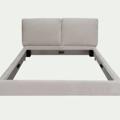 Lit Adulte*alinea Lit 2 places avec tête de lit en velours 140x200cm - écru Blanc