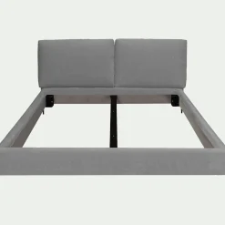 Lit Adulte*alinea Lit 2 places avec tête de lit en velours 180x200cm - borie Gris