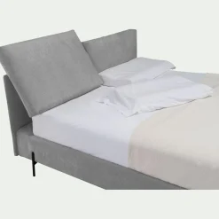 Lit Adulte*alinea Lit 2 places avec tête de lit en velours 180x200cm - borie Gris