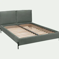 Lit Adulte*alinea Lit 2 places avec tête de lit en velours 160x200cm - cèdre Vert