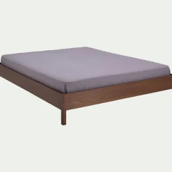 Lit Adulte*alinea Lit 2 places en bois 160x200cm - Bois foncé