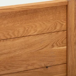 Lit Adulte*alinea Lit 2 places en chêne massif avec tiroirs et panneau de finition - 140x200cm Bois clair