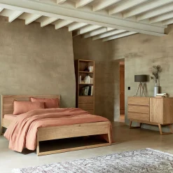 Lit Adulte*alinea Lit 2 places en plaqué chêne - 180x200cm Bois clair