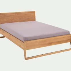 Lit Adulte*alinea Lit 2 places en plaqué chêne - 180x200cm Bois clair