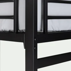 Lit Adulte*alinea Lit mezzanine 2 places en acier avec bureau en verre - 140x200cm Noir