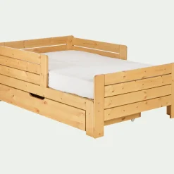 Lit Enfant|Lit Enfant*alinea Lit évolutif 1 place en pin massif 3 positions pour enfant avec tiroir - Bois clair