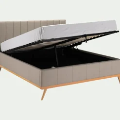 Lit Adulte*alinea Lit-coffre 2 places recouvert de tissu - 140x200cm Beige