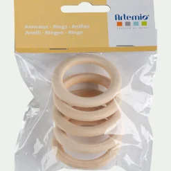 Loisirs Créatifs*alinea Lot de 5 anneaux en bois de bouleau D5cm - Naturel