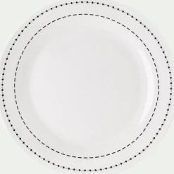 Assiette*alinea Lot de 4 assiettes à dessert en porcelaine avec liseré noir D19,5cm - Blanc