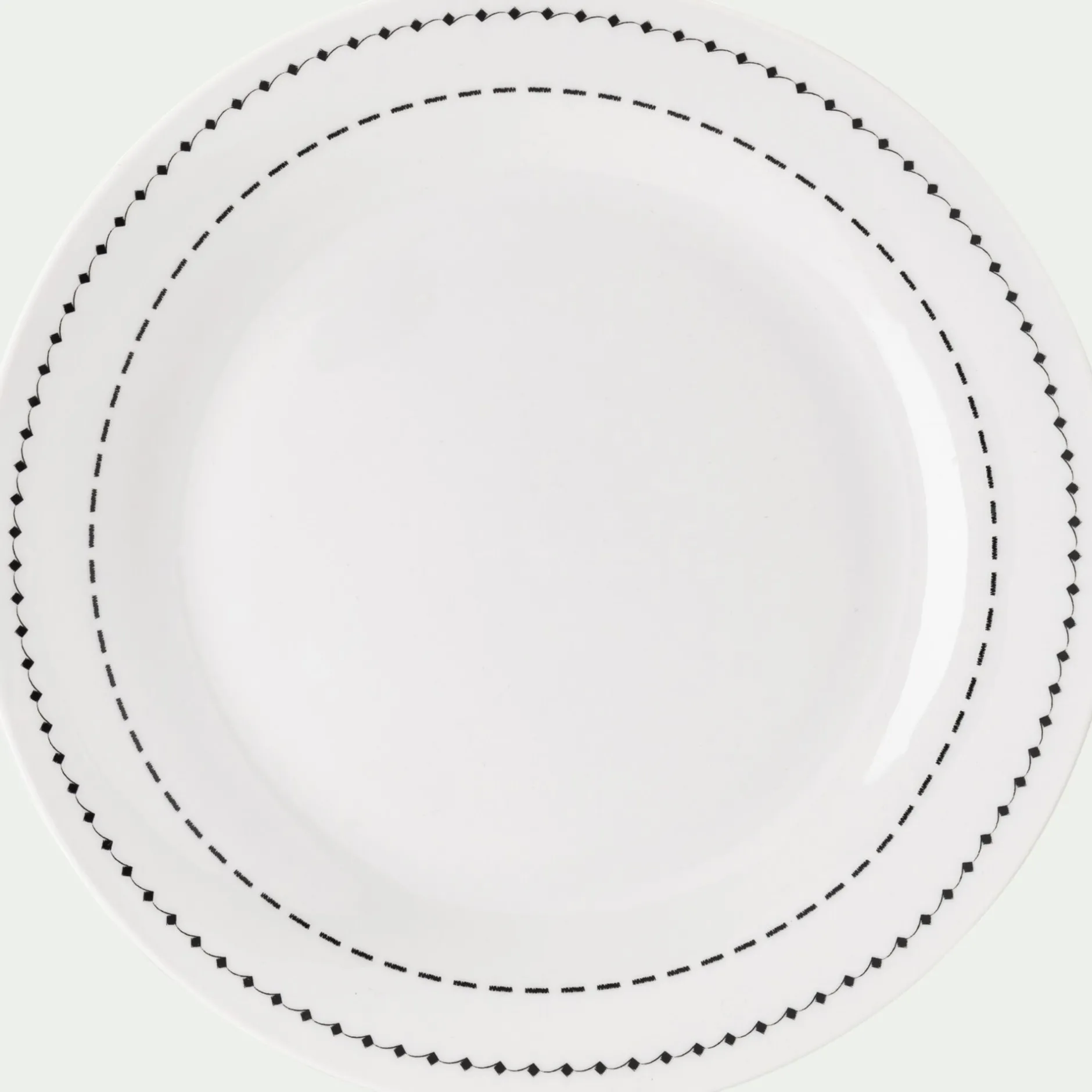 Assiette*alinea Lot de 4 assiettes à dessert en porcelaine avec liseré noir D19,5cm - Blanc