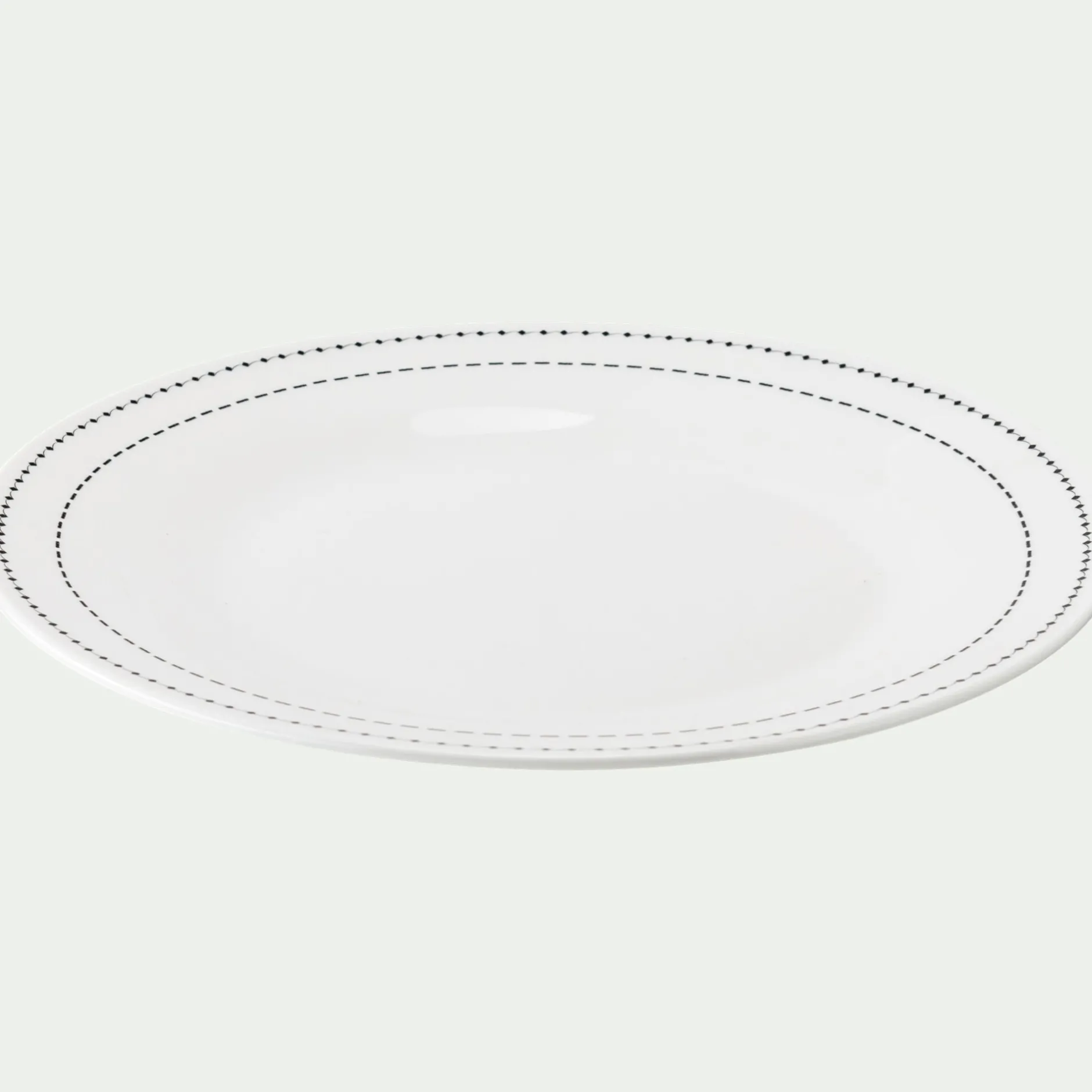 Assiette*alinea Lot de 4 assiettes à dessert en porcelaine avec liseré noir D19,5cm - Blanc