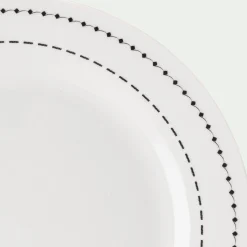 Assiette*alinea Lot de 4 assiettes à dessert en porcelaine avec liseré noir D19,5cm - Blanc