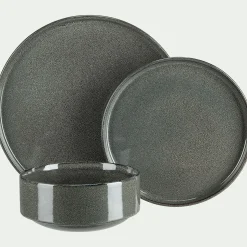 Assiette|Assiette De Noël*alinea Lot de 4 assiettes à dessert en grès émail réactif D21cm - olivier Vert