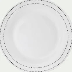 Assiette*alinea Lot de 4 assiettes plates en porcelaine avec liseré noir D27cm - Blanc