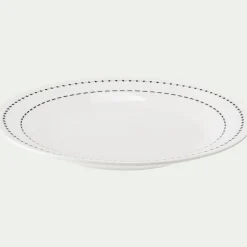 Assiette*alinea Lot de 4 assiettes plates en porcelaine avec liseré noir D27cm - Blanc