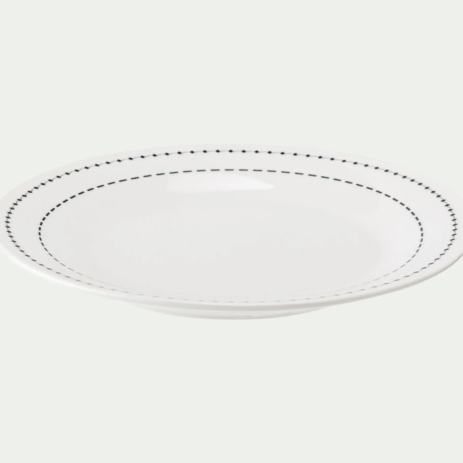 Assiette*alinea Lot de 4 assiettes plates en porcelaine avec liseré noir D27cm - Blanc