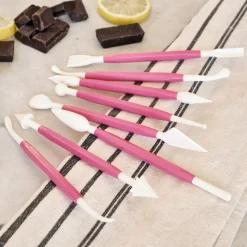 Ustensile Pour Pâtisserie*alinea Lot de 8 ébauchoirs doubles à pâte à sucre - Rose