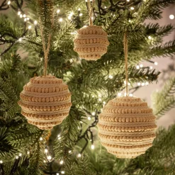 Boule De Noël*alinea Lot de 6 boules de Noël à perles - Blanc