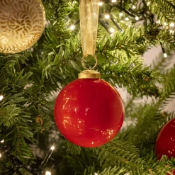 Boule De Noël*alinea Lot de 6 boules de Noël en verre D8cm - Rouge