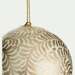 Boule De Noël*alinea Lot de 6 boules de Noël en papier mâché motif végétal peint main D7cm - Doré