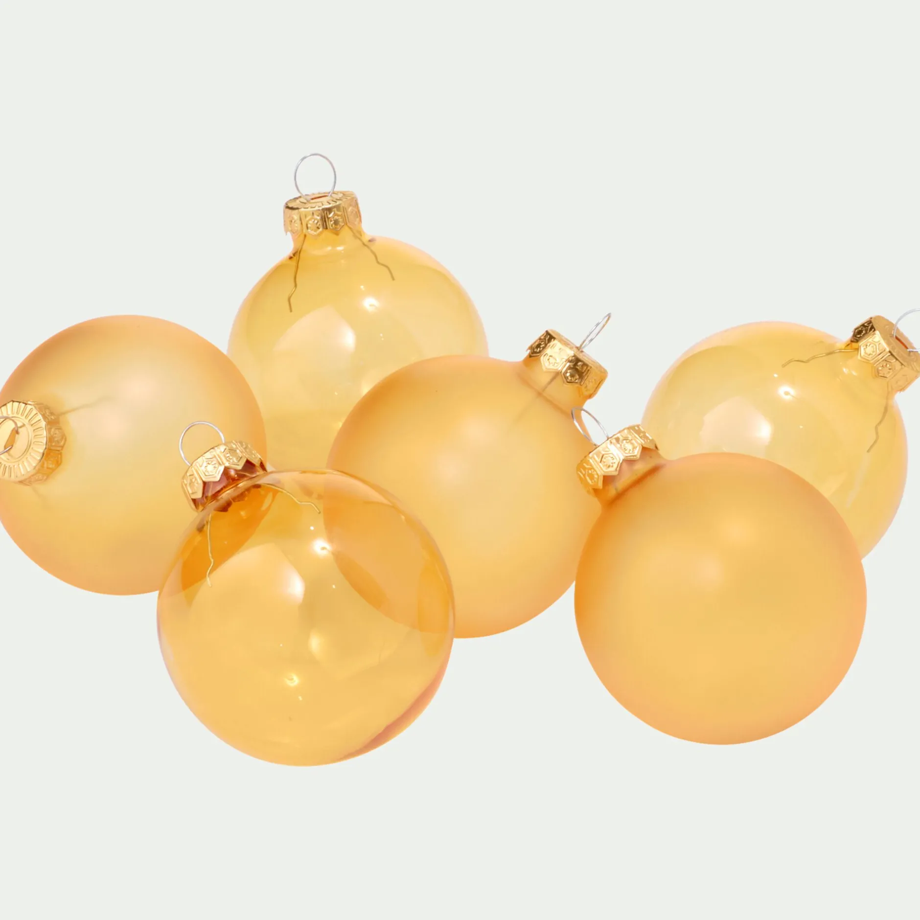 Boule De Noël*alinea Lot de 6 boules de Noël en verre D6cm - Orange