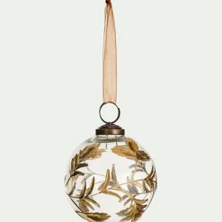 Boule De Noël*alinea Lot de 6 boules de Noël herbier en verre H7,5cm - Transparent