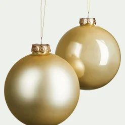 Boule De Noël*alinea Lot de 12 boules de Noël rondes en verre D6cm - Doré