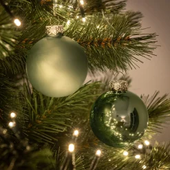 Boule De Noël*alinea Lot de 12 boules de Noël rondes en verre D6cm - Vert