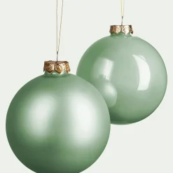 Boule De Noël*alinea Lot de 12 boules de Noël rondes en verre D6cm - Vert
