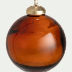 Boule De Noël*alinea Lot de 3 boules de Noël texturées en verre recyclé D8cm - Orange