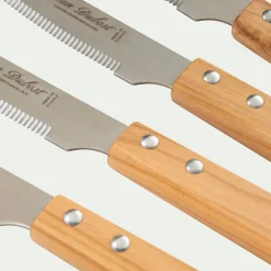 Couvert De Table*alinea Lot de 6 couteaux à steak en inox et manche en bois d'olivier Naturel