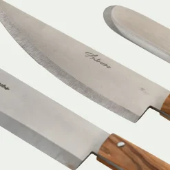 Couteau De Cuisine*alinea Lot de 3 couteaux avec lame en inox et manche en bois d'olivier Bois foncé