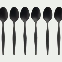 Couvert De Table*alinea Lot de 6 cuillères à moka en inox - Noir