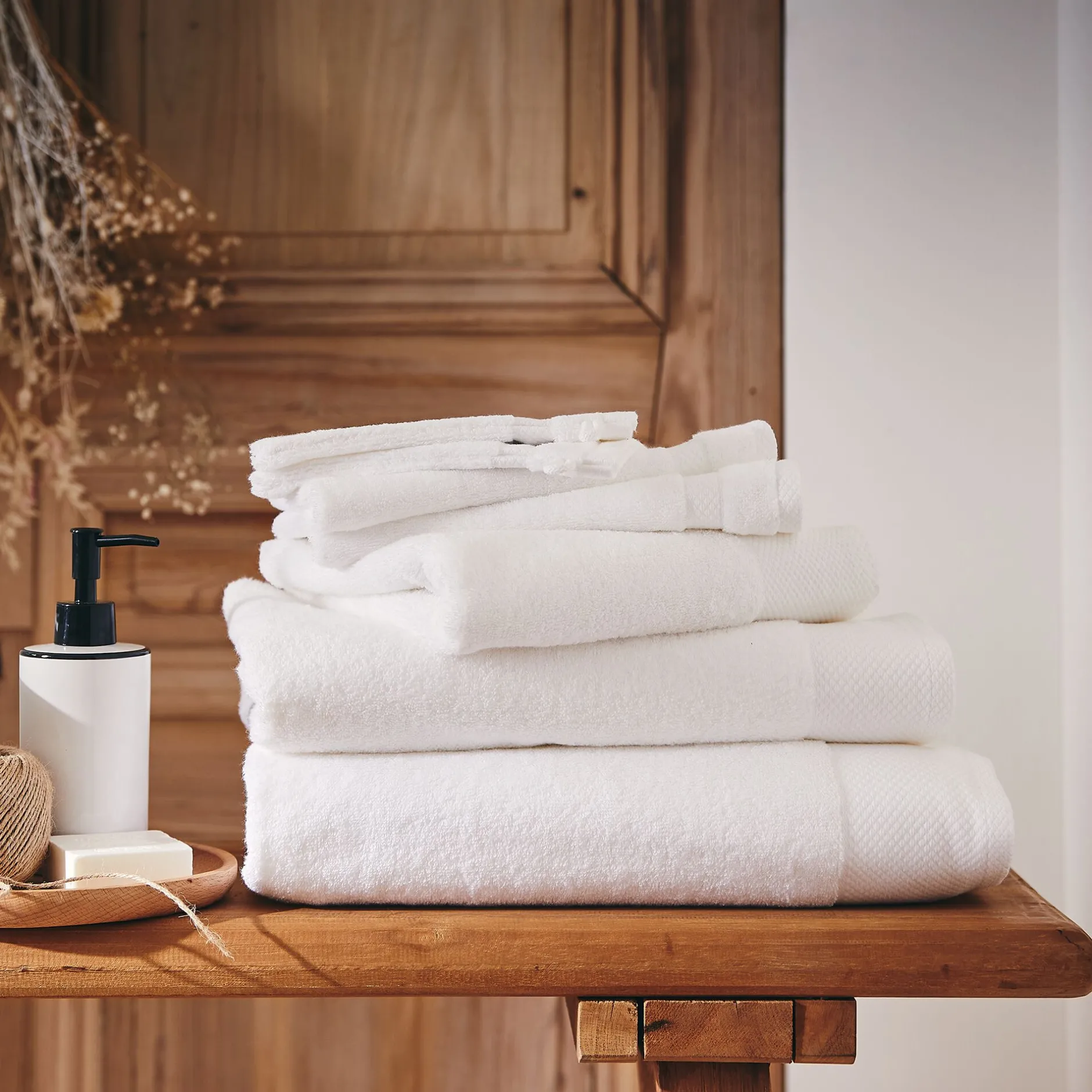 Gant De Toilette*alinea Lot de 2 gants de toilette en coton peigné - optique Blanc