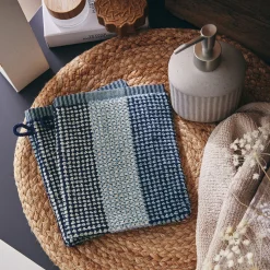 Gant De Toilette*alinea Lot de 2 gants de toilette bouclette jacquard en coton - Bleu