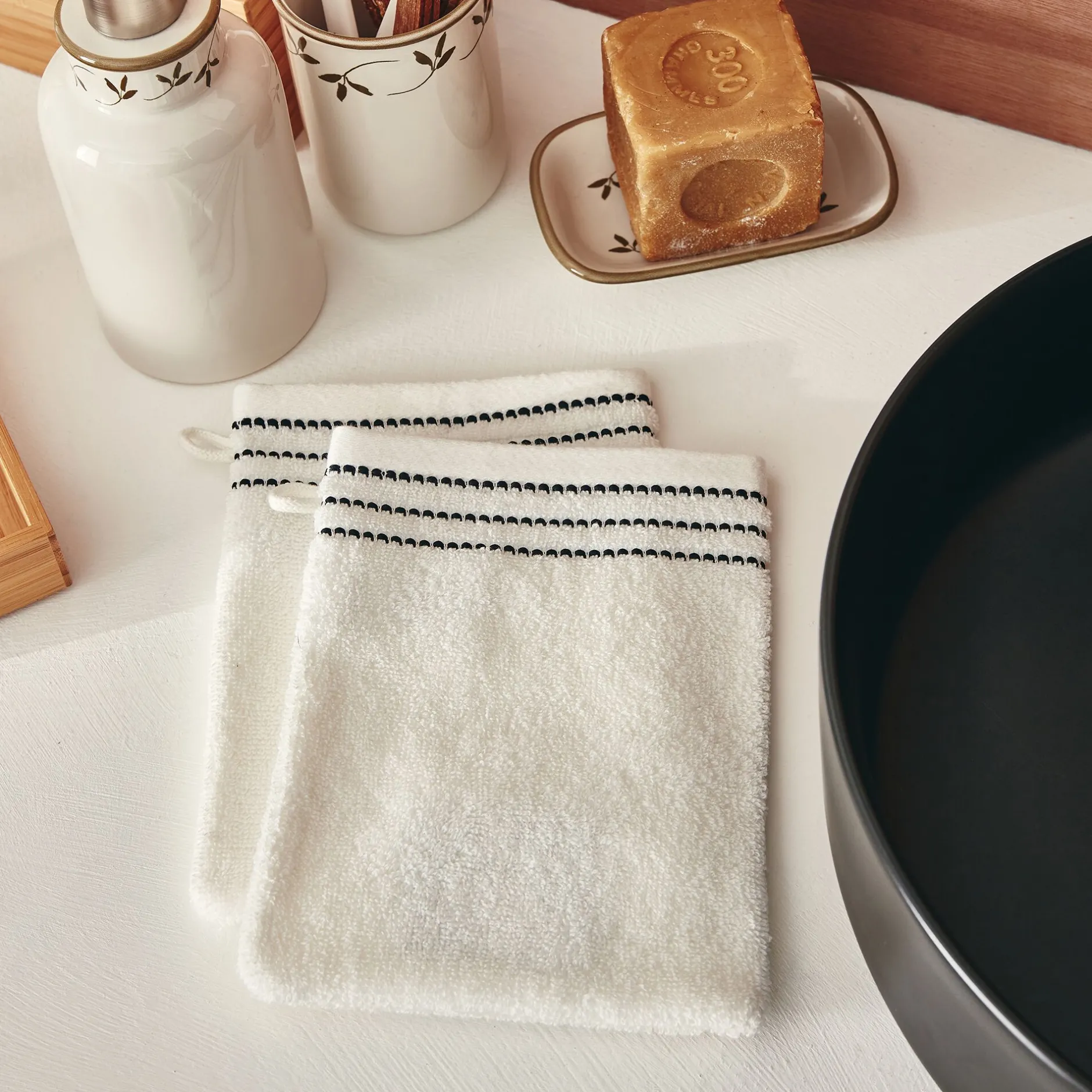 Gant De Toilette*alinea Lot de 2 gants de toilette en coton - ventoux Blanc