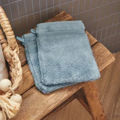 Gant De Toilette*alinea Lot de 2 gants de toilette bouclette en coton - autan Bleu