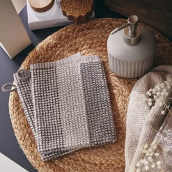 Gant De Toilette*alinea Lot de 2 gants de toilette bouclette jacquard en coton - alpilles Beige