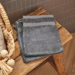 Gant De Toilette*alinea Lot de 2 gants de toilette en coton peigné - Gris restanque
