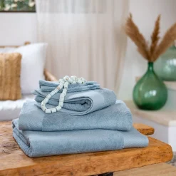 Gant De Toilette*alinea Lot de 2 gants de toilette en coton peigné - Bleu calaluna