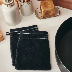 Gant De Toilette*alinea Lot de 2 gants de toilette en coton - Noir