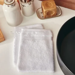 Gant De Toilette*alinea Lot de 2 gants de toilette qualité hôtelière en coton - Blanc