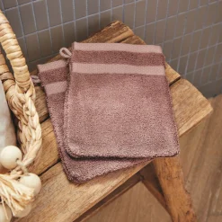 Gant De Toilette*alinea Lot de 2 gants de toilette en coton peigné - brun rhassoul Marron