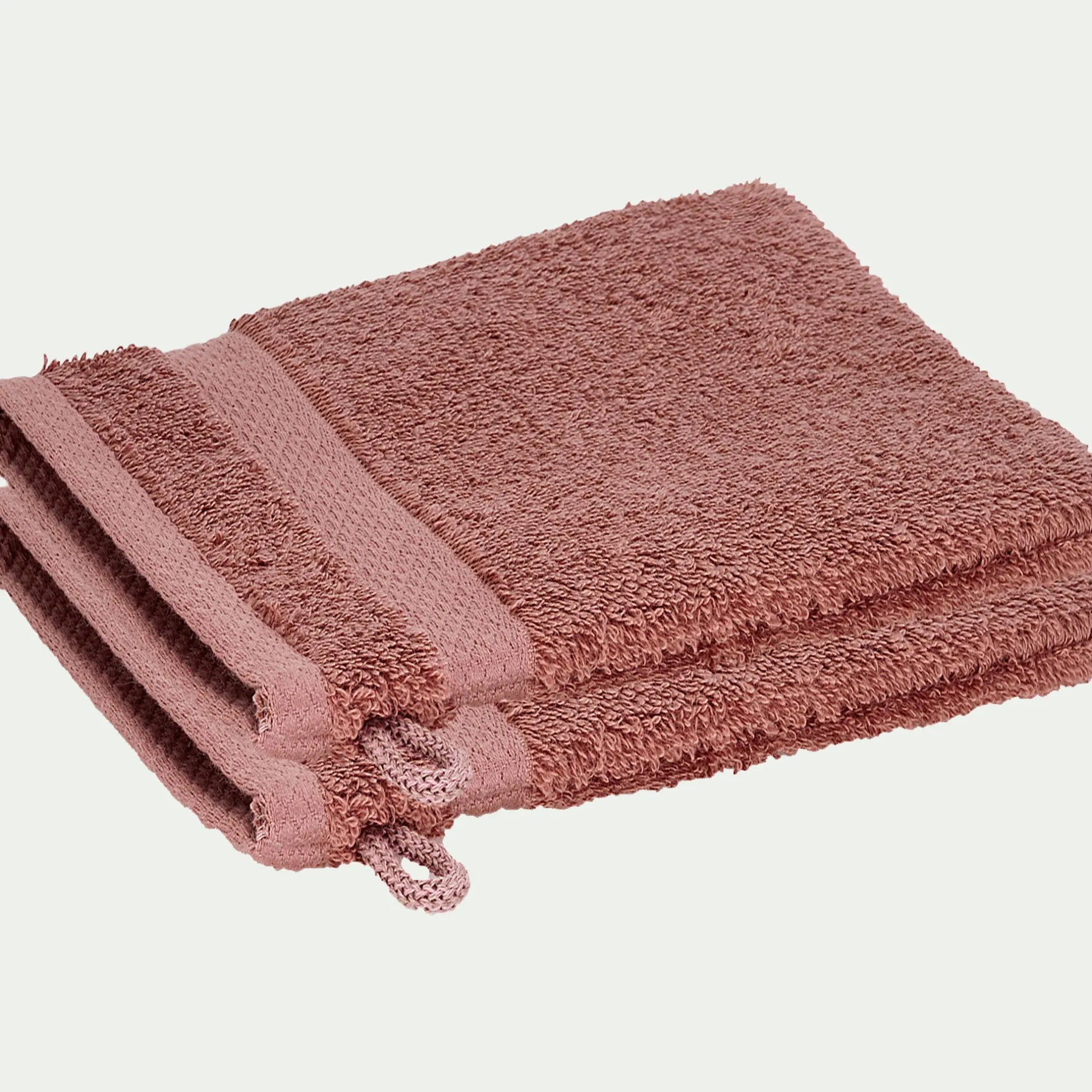 Gant De Toilette*alinea Lot de 2 gants de toilette en coton peigné - brun rhassoul Marron