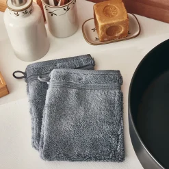 Gant De Toilette*alinea Lot de 2 gants de toilette bouclette en coton - anthracite Gris