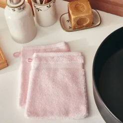 Gant De Toilette*alinea Lot de 2 gants de toilette en coton peigné - Rose simos