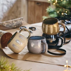 Vaisselle Petit Déjeuner|Tasse Et Mug*alinea Lot de 4 mugs dépareillés en grès 35cl - Bleu